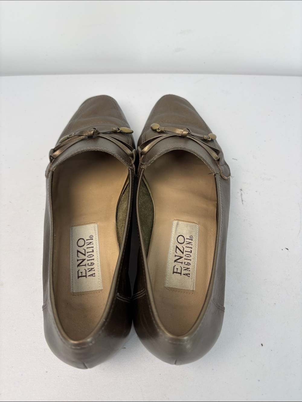 🍎 Enzo Angiolini Metallic Bronze Leather Loafers - Picture 5 of 8